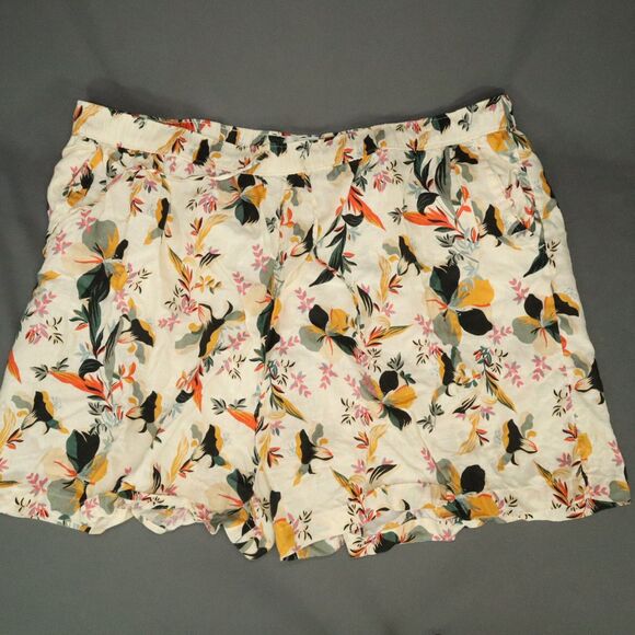 Rachel Zoe Linen Wide Leg Shorts w/Pockets Floral Design Size 3X - Picture 2 of 11